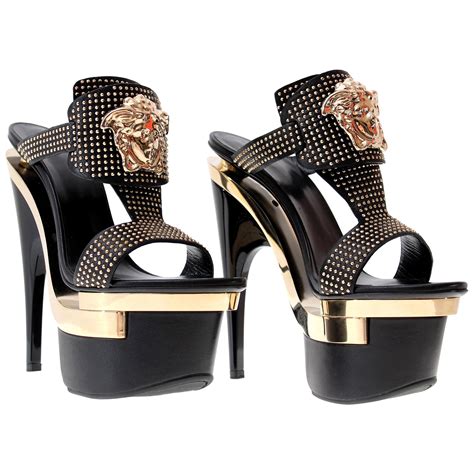 versace print heels|Versace platform heels.